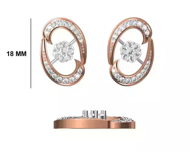 Women Diamond Earrings STL FBX JCD Details