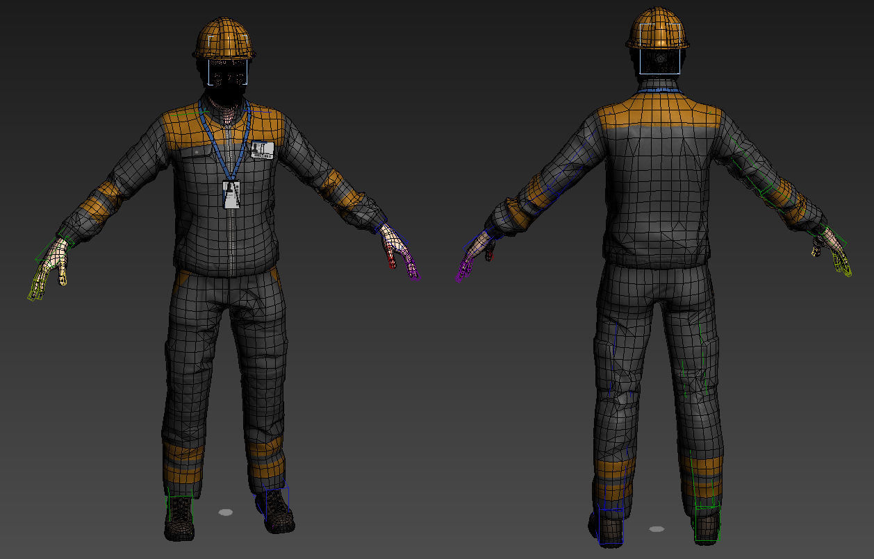 Worker Low-poly 3D model_1