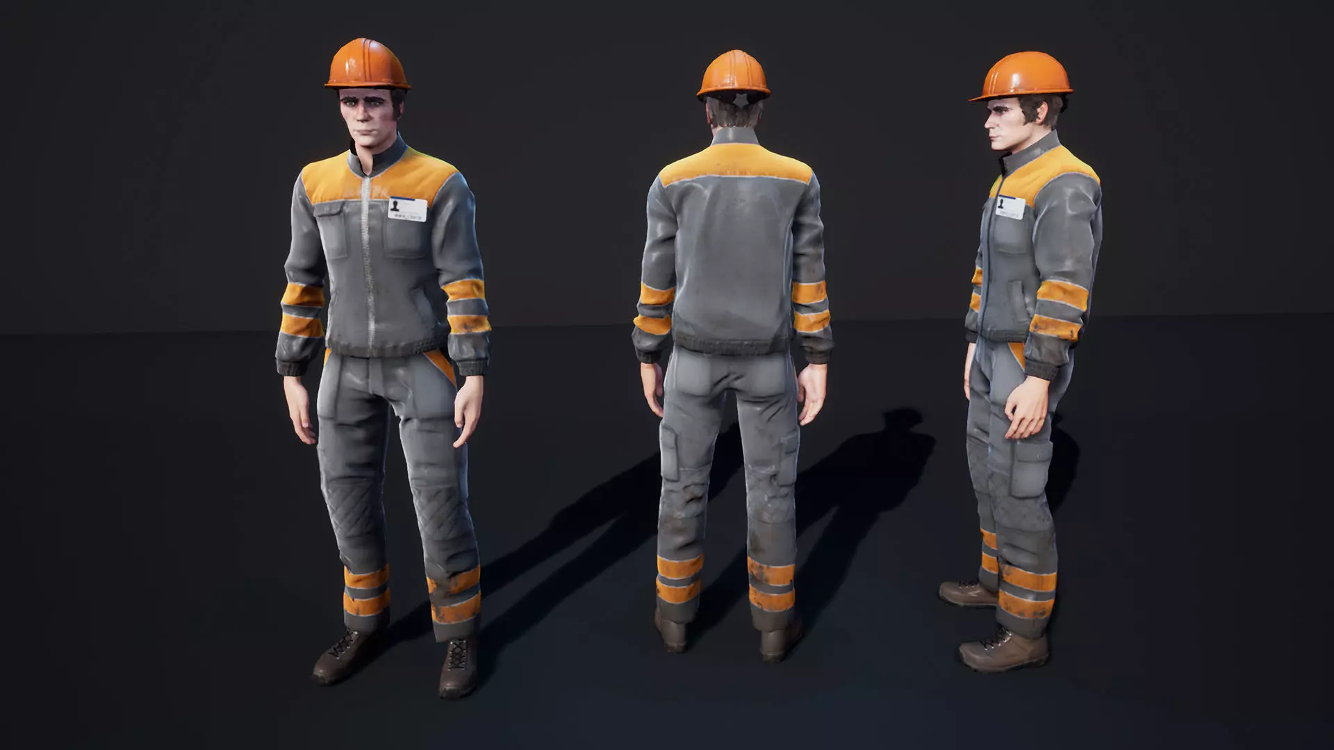 Worker Low-poly 3D model_0