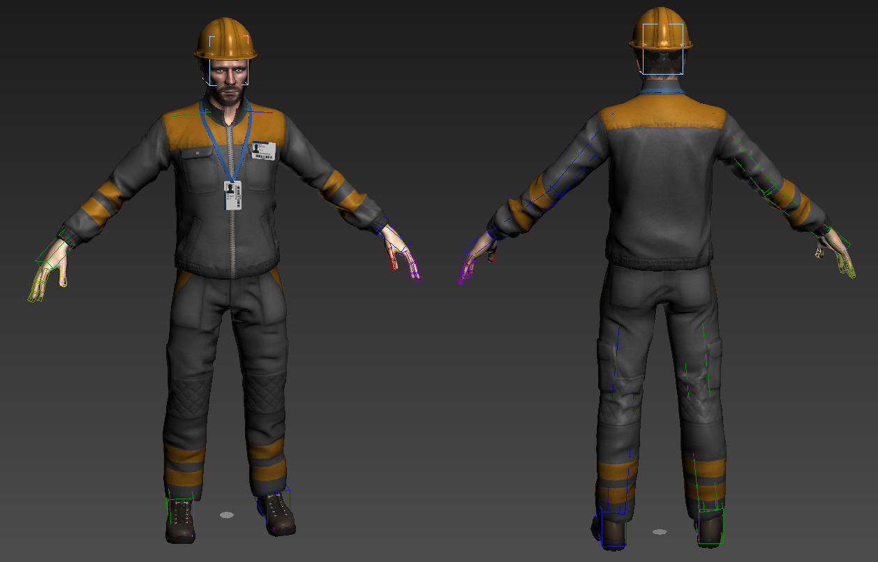 Worker Low-poly 3D model_2