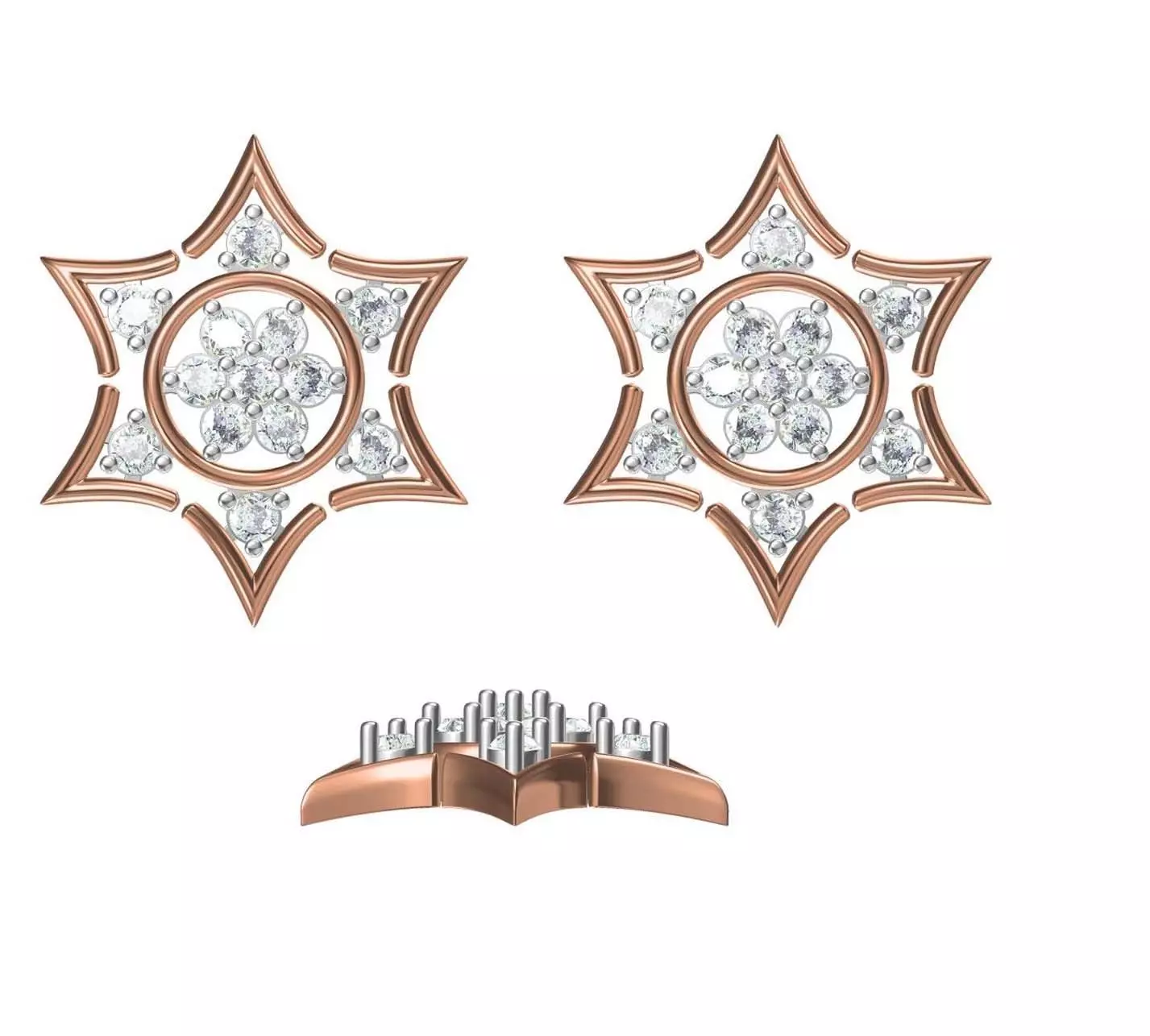 Women Diamond Earrings STL FBX JCD Details 3D print model_0