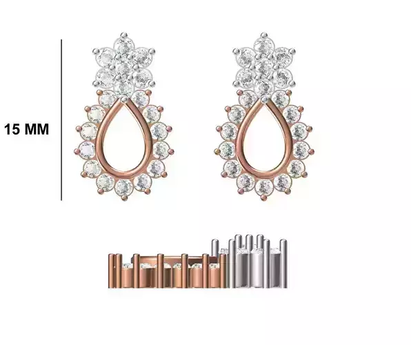 Women Diamond Earrings STL FBX JCD Details 3D print model