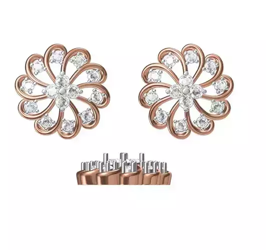Women Diamond Earrings STL FBX JCD Details