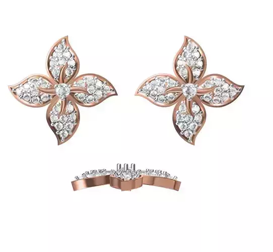 Women Diamond Earrings STL FBX JCD Details