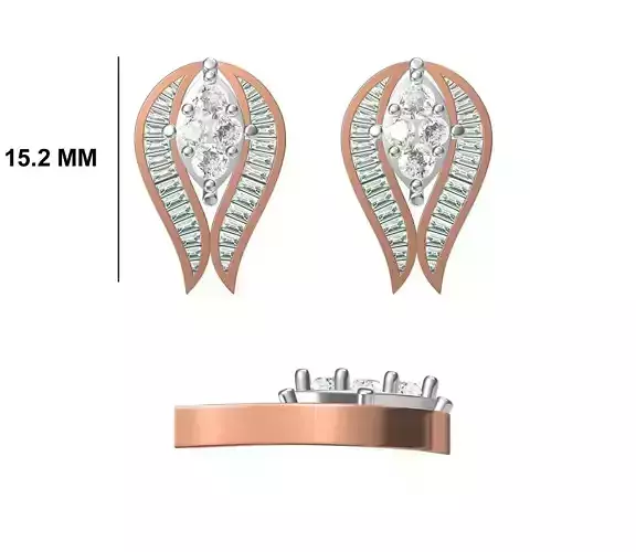 Women Diamond Earrings STL FBX JCD Details
