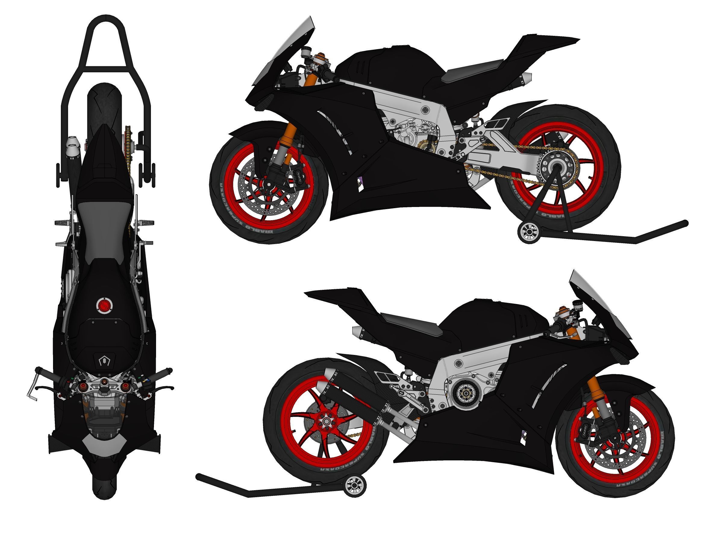 Race Bike Motorcycle Trisula 2 Stroke 3 Cylinder 3D model_10