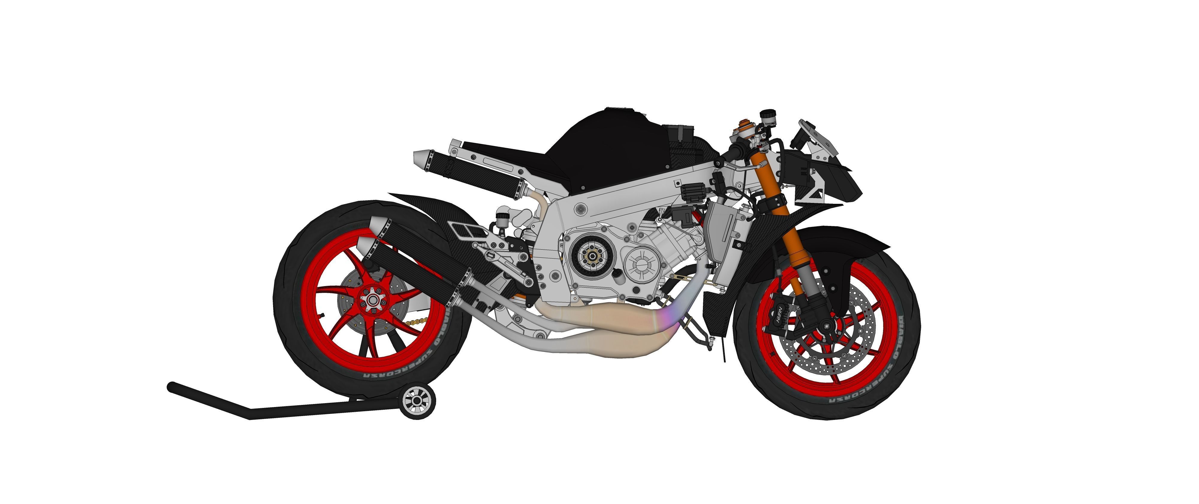Race Bike Motorcycle Trisula 2 Stroke 3 Cylinder 3D model_9