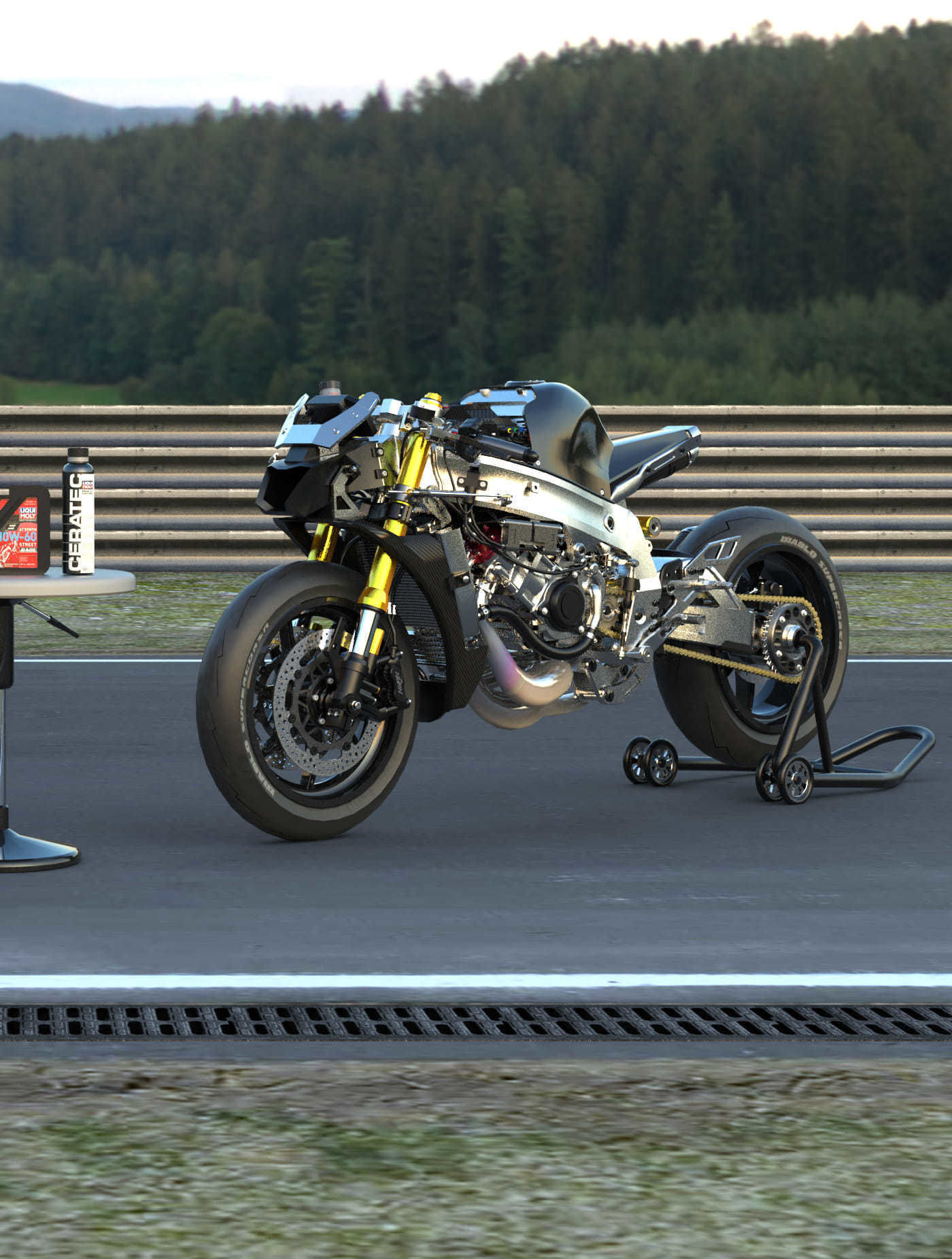 Race Bike Motorcycle Trisula 2 Stroke 3 Cylinder 3D model_2