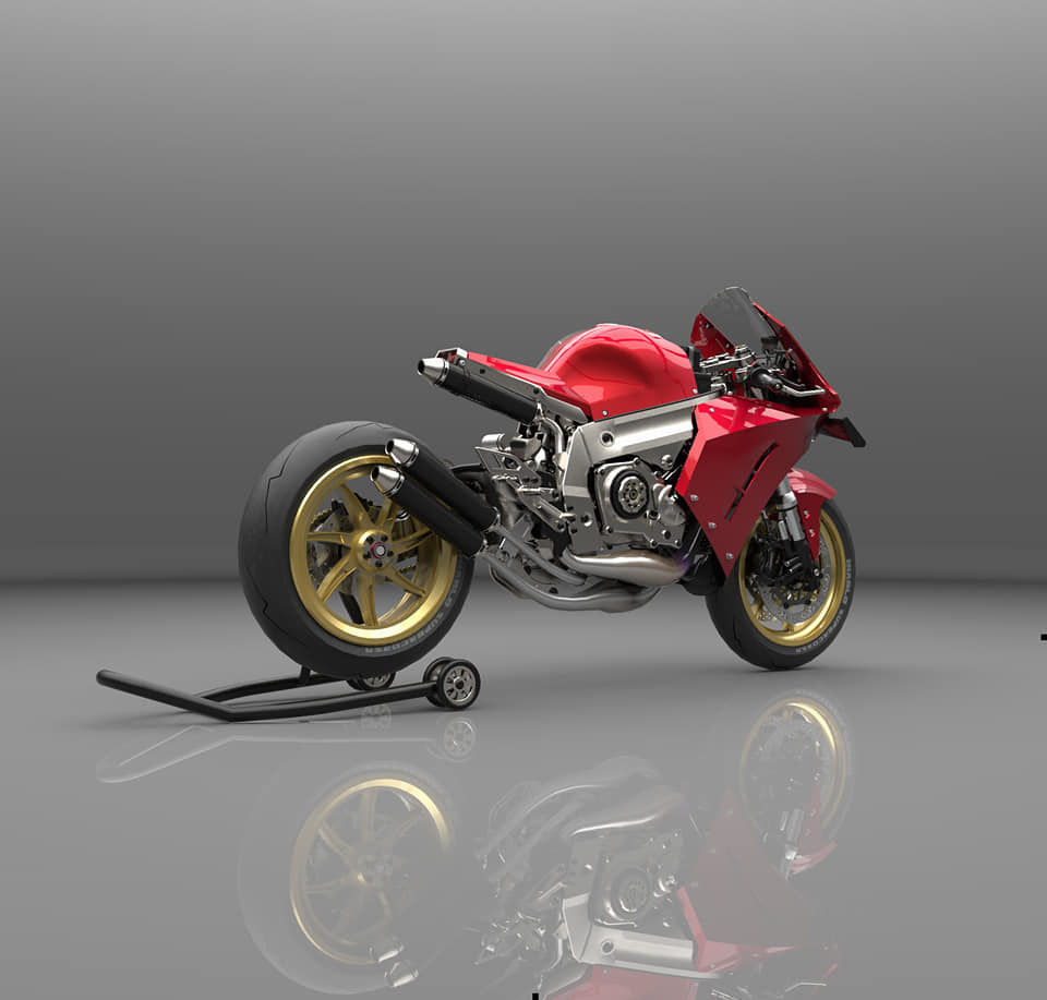 Race Bike Motorcycle Trisula 2 Stroke 3 Cylinder 3D model_3
