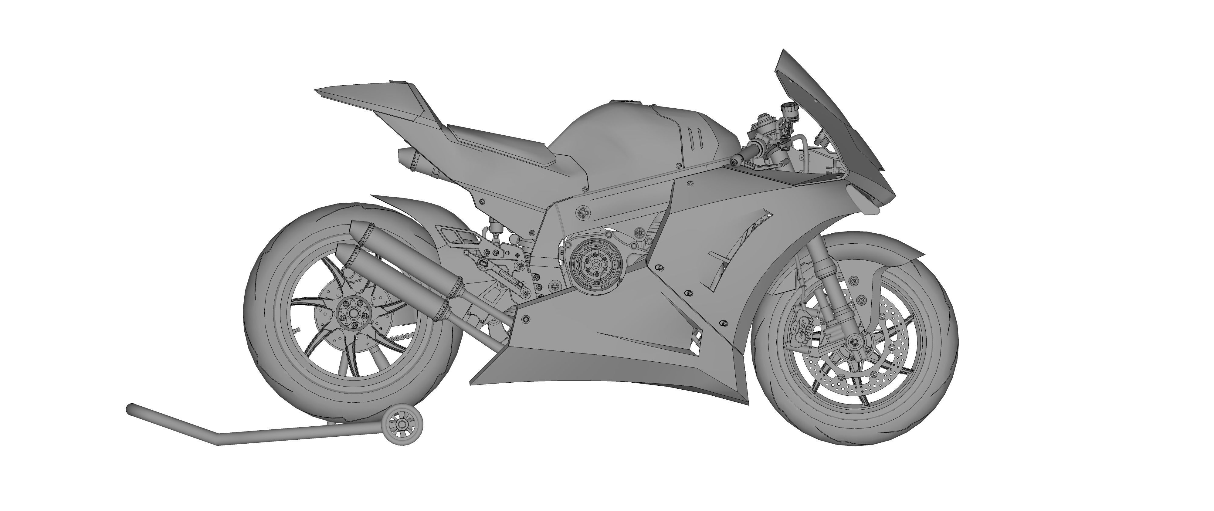 Race Bike Motorcycle Trisula 2 Stroke 3 Cylinder 3D model_6