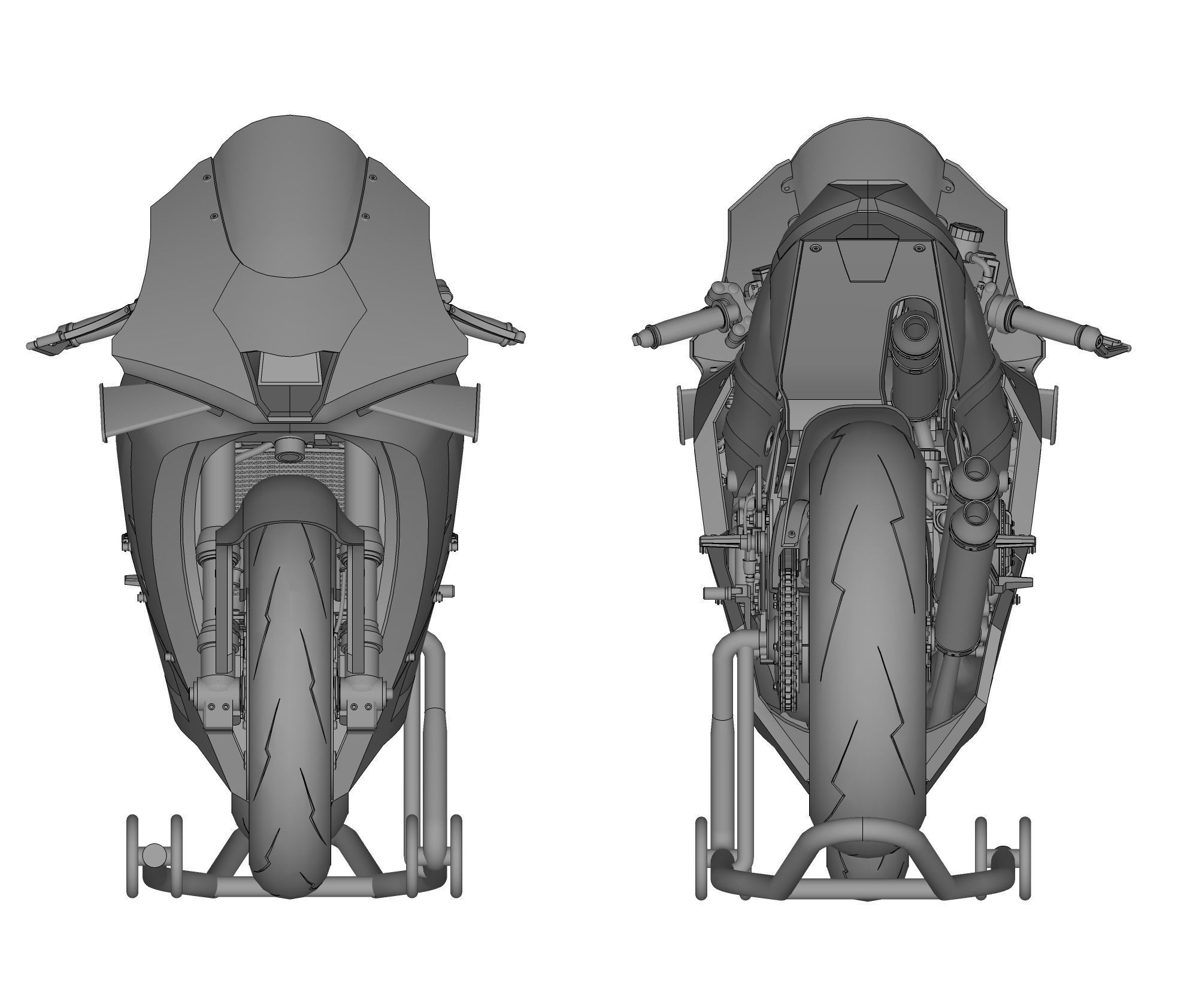 Race Bike Motorcycle Trisula 2 Stroke 3 Cylinder 3D model_5