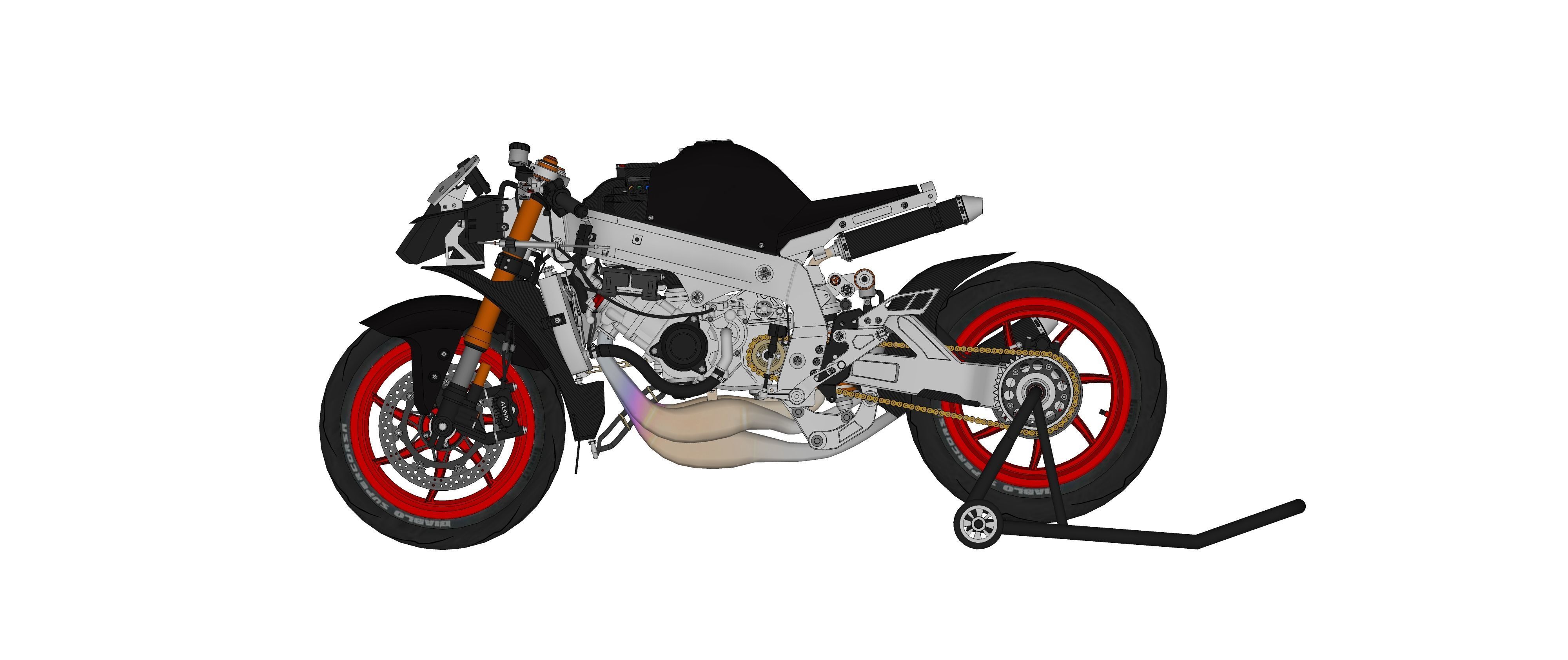 Race Bike Motorcycle Trisula 2 Stroke 3 Cylinder 3D model_8