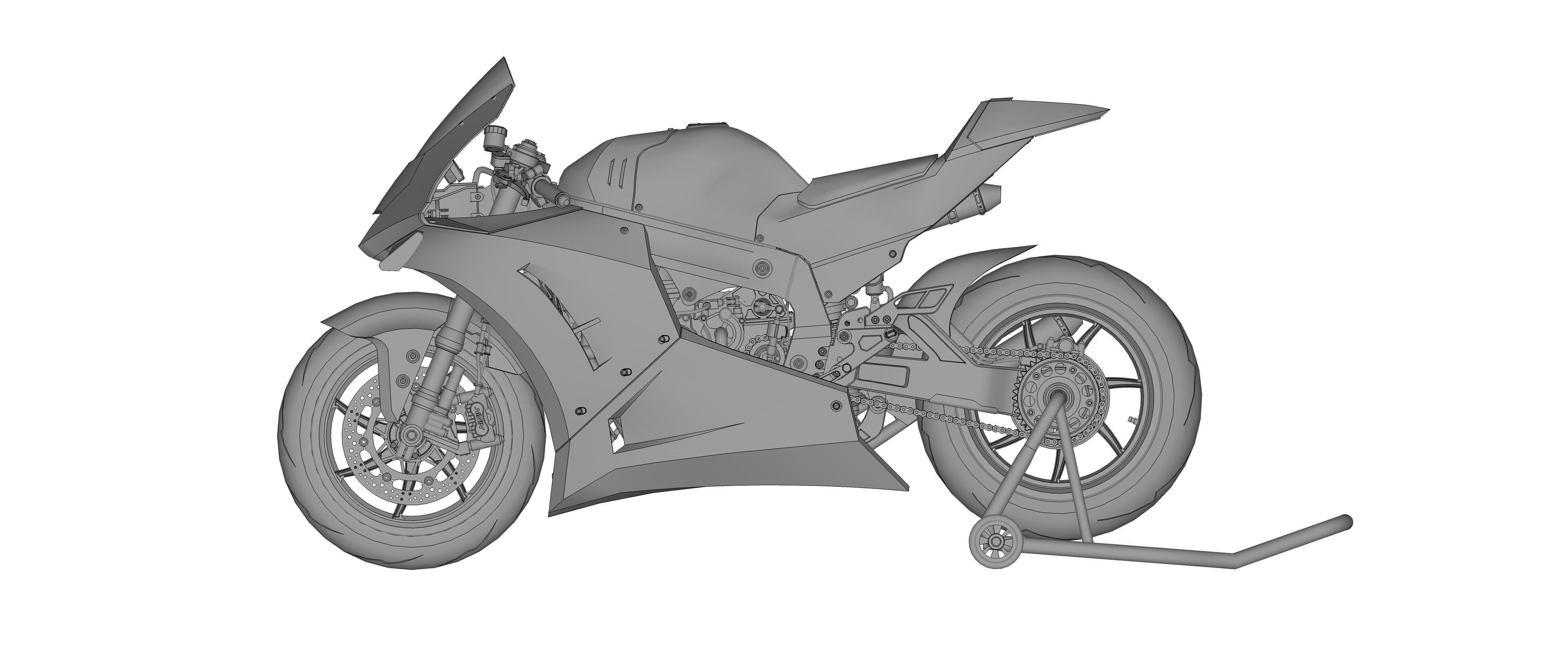 Race Bike Motorcycle Trisula 2 Stroke 3 Cylinder 3D model_7