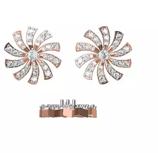 Women Diamond Earrings STL FBX JCD Details
