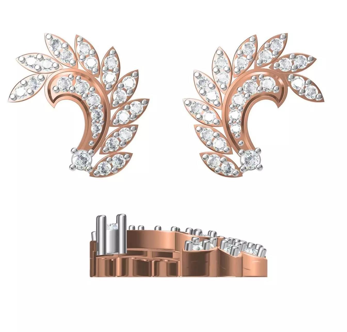 Women Diamond Earrings STL FBX JCD Details 3D print model