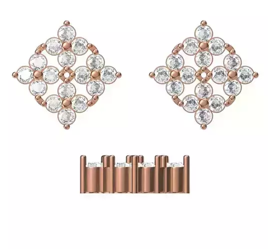 Women Diamond Earrings STL FBX JCD Details 3D print model