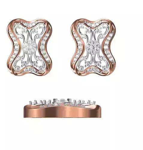 Women Diamond Earrings STL FBX JCD Details