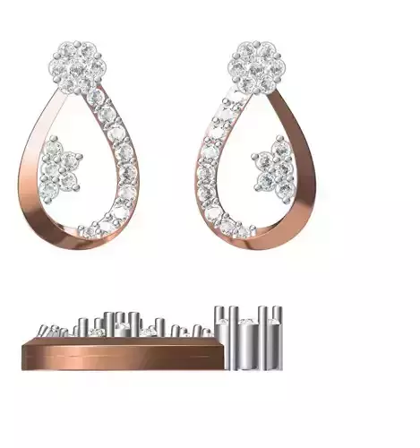 Women Diamond Earrings STL FBX JCD Details