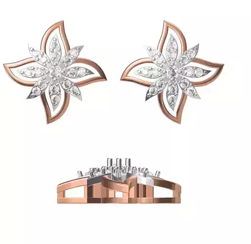 Women Diamond Earrings STL FBX JCD Details 3D print model