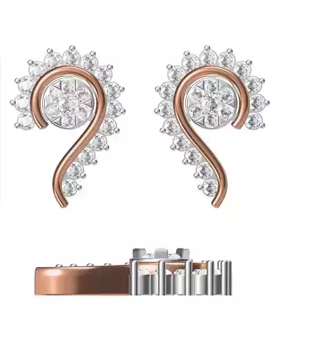 Women Diamond Earrings STL FBX JCD Details