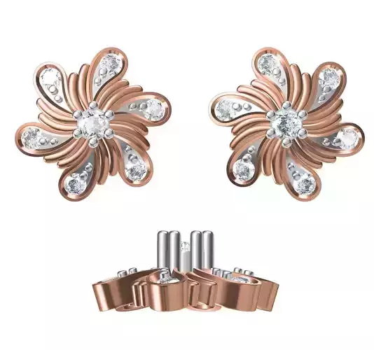 Women Diamond Earrings STL FBX JCD Details 3D print model