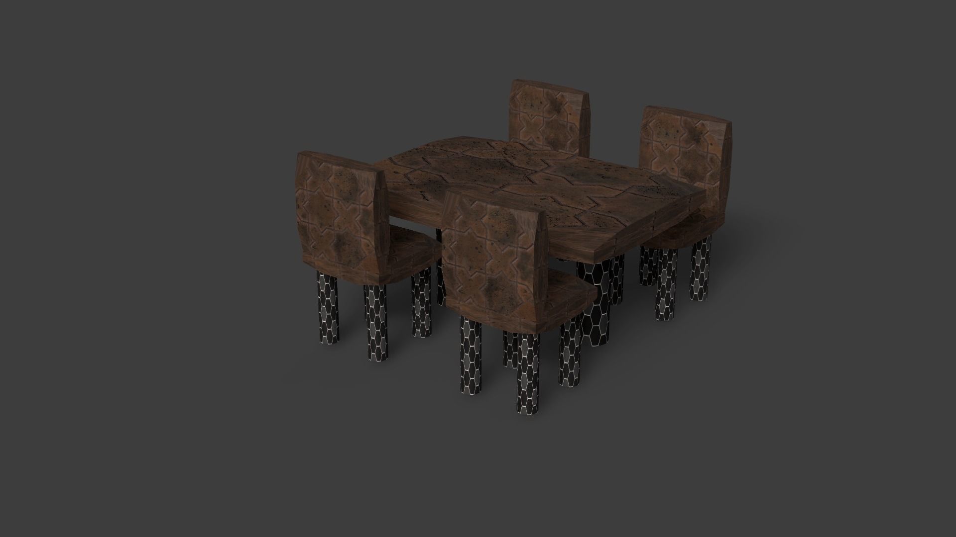 New Style Chair And Table Low-poly 3D model_5