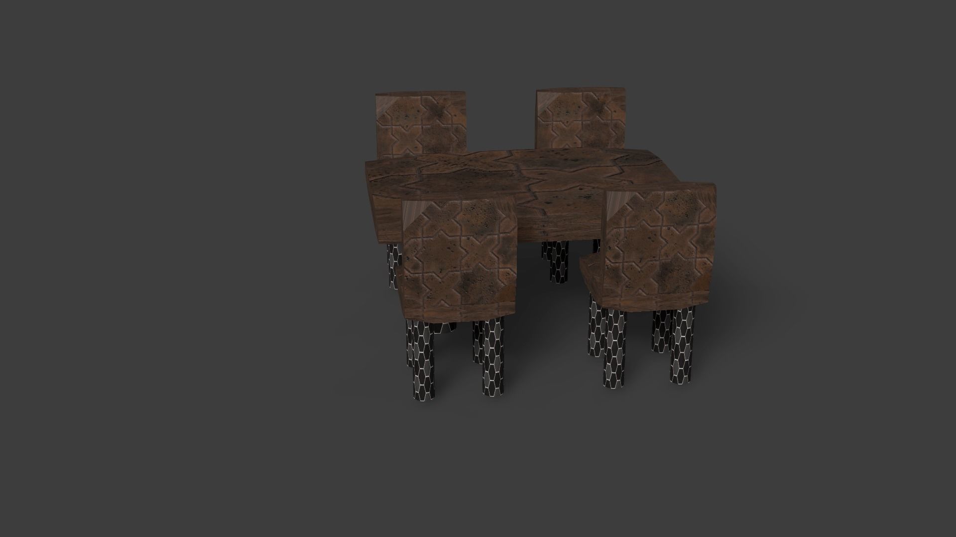 New Style Chair And Table Low-poly 3D model_7