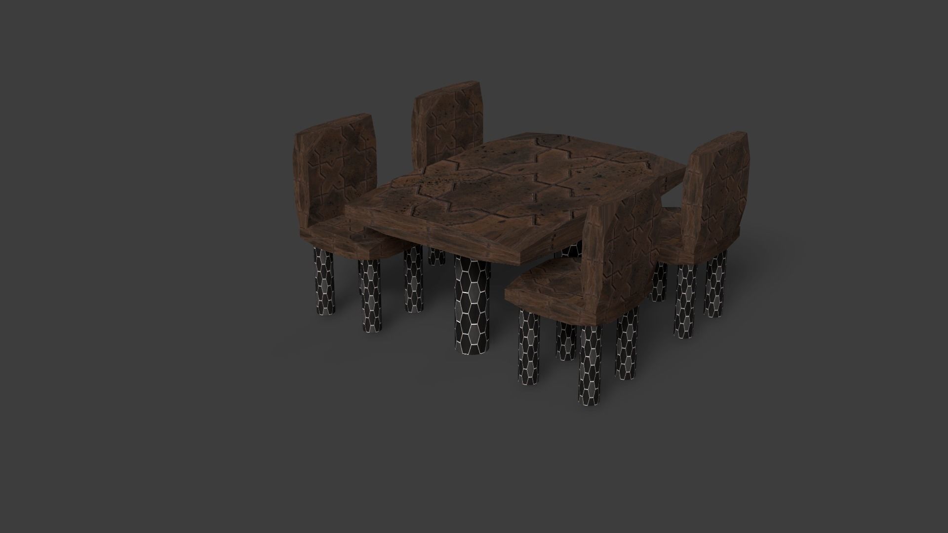 New Style Chair And Table Low-poly 3D model_14