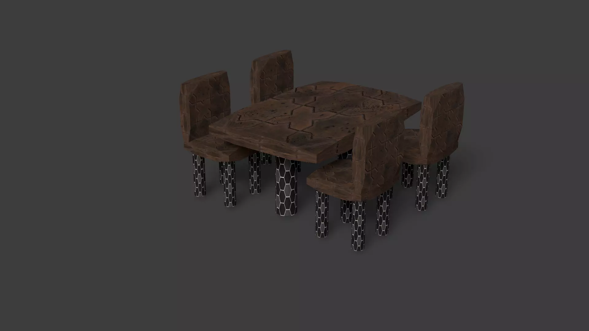 New Style Chair And Table Low-poly 3D model_0