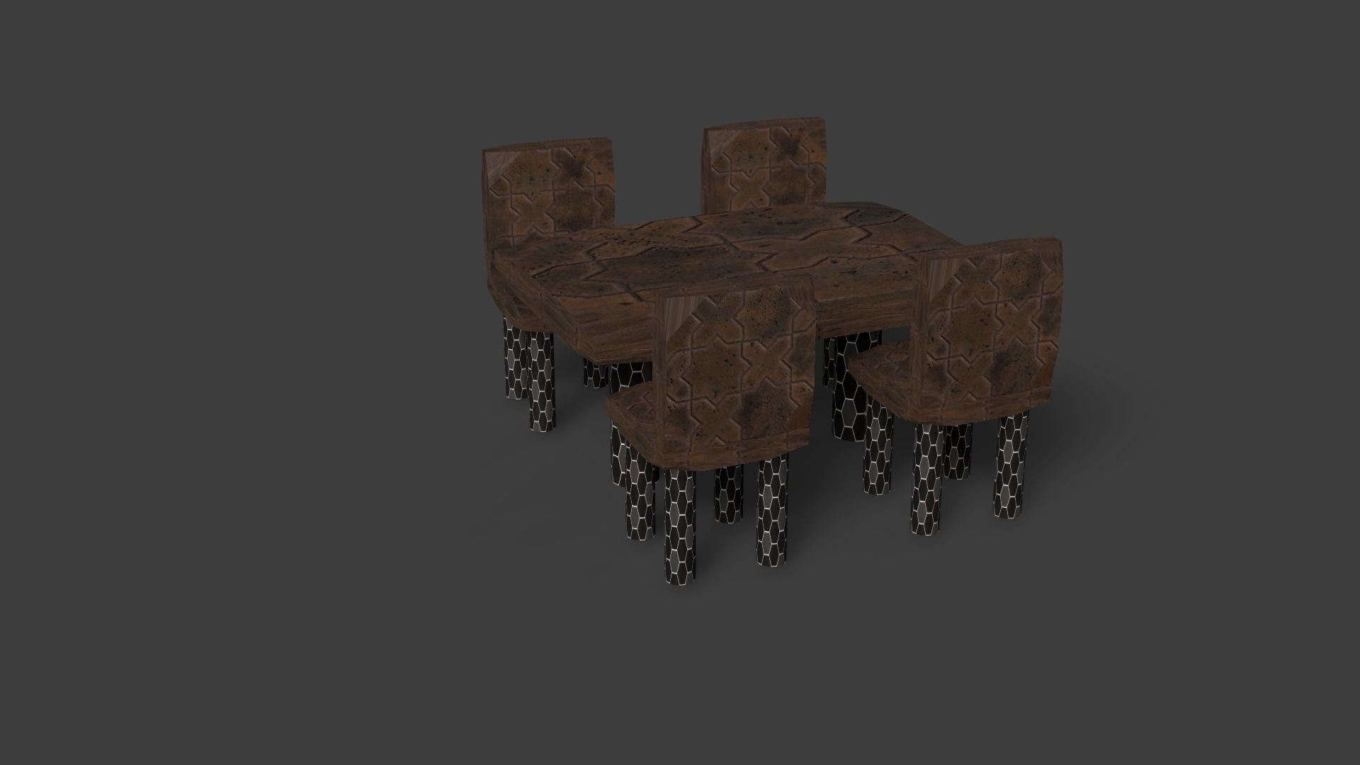 New Style Chair And Table Low-poly 3D model_8