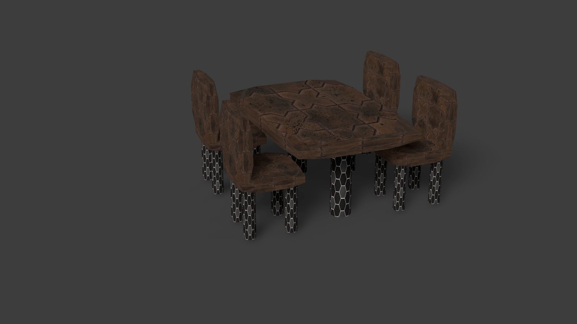 New Style Chair And Table Low-poly 3D model_20