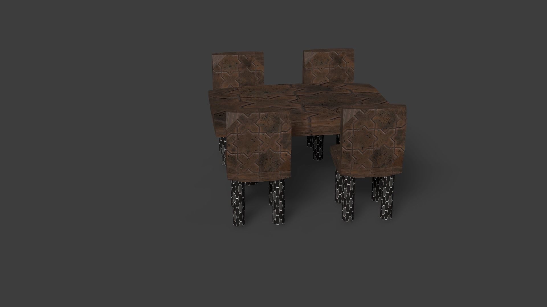New Style Chair And Table Low-poly 3D model_19