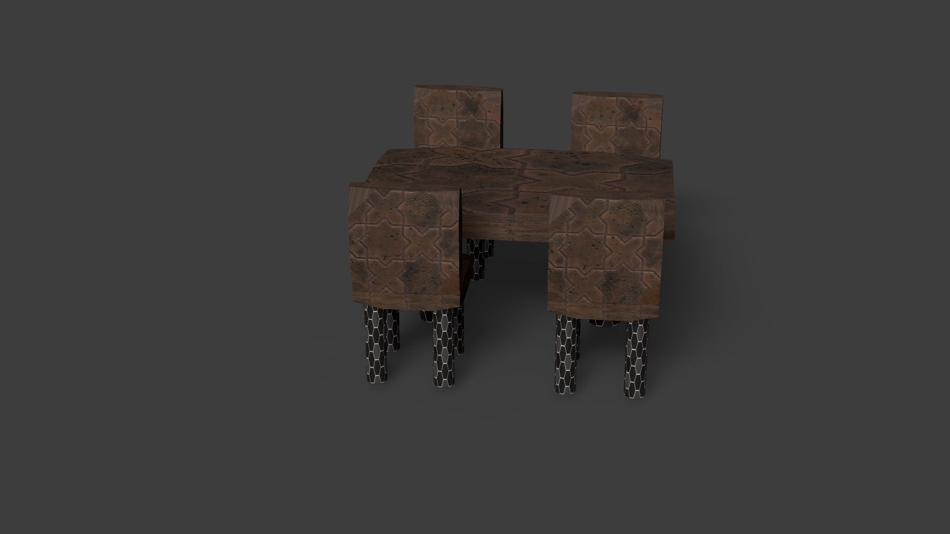 New Style Chair And Table Low-poly 3D model_11