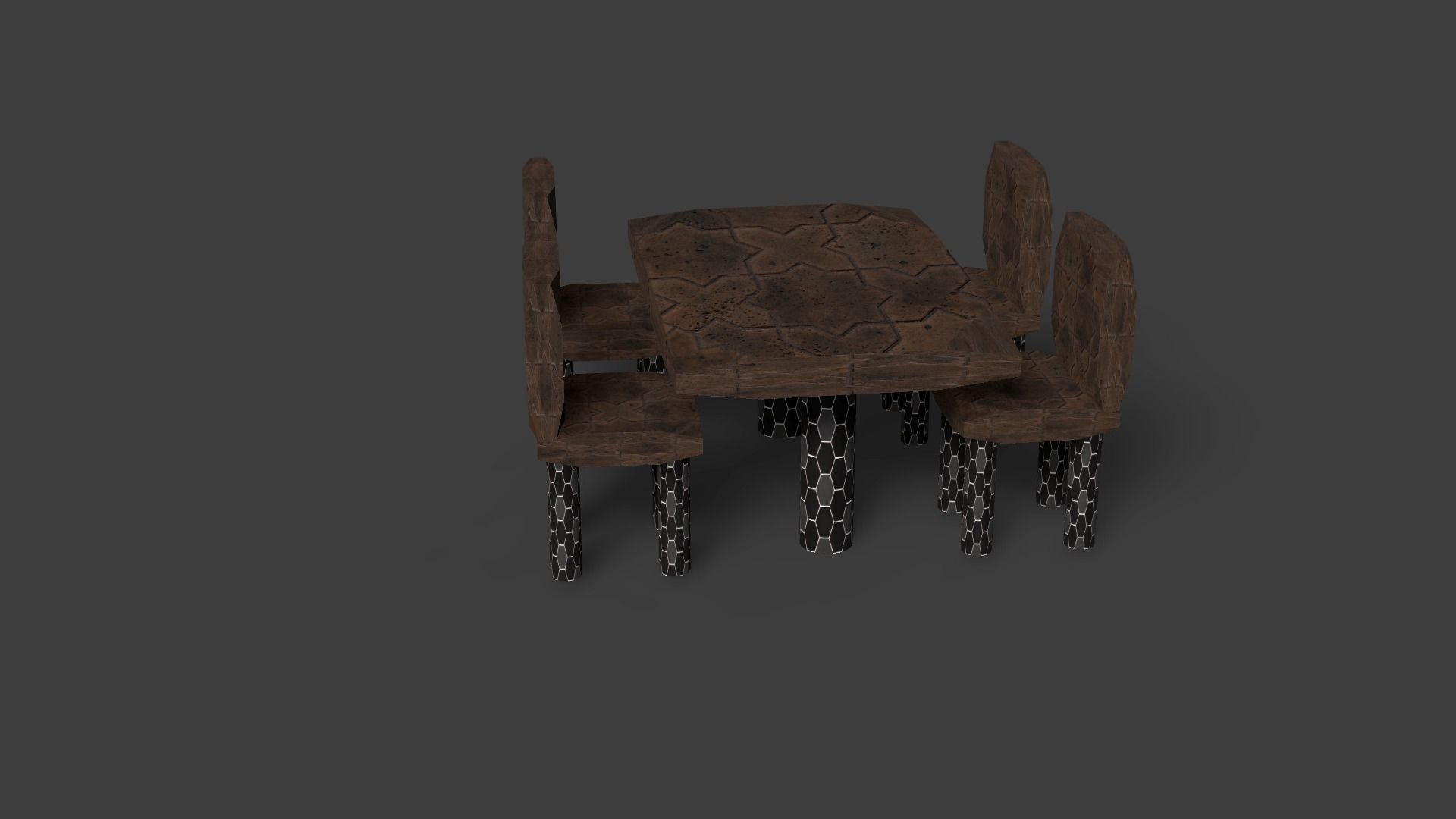 New Style Chair And Table Low-poly 3D model_13