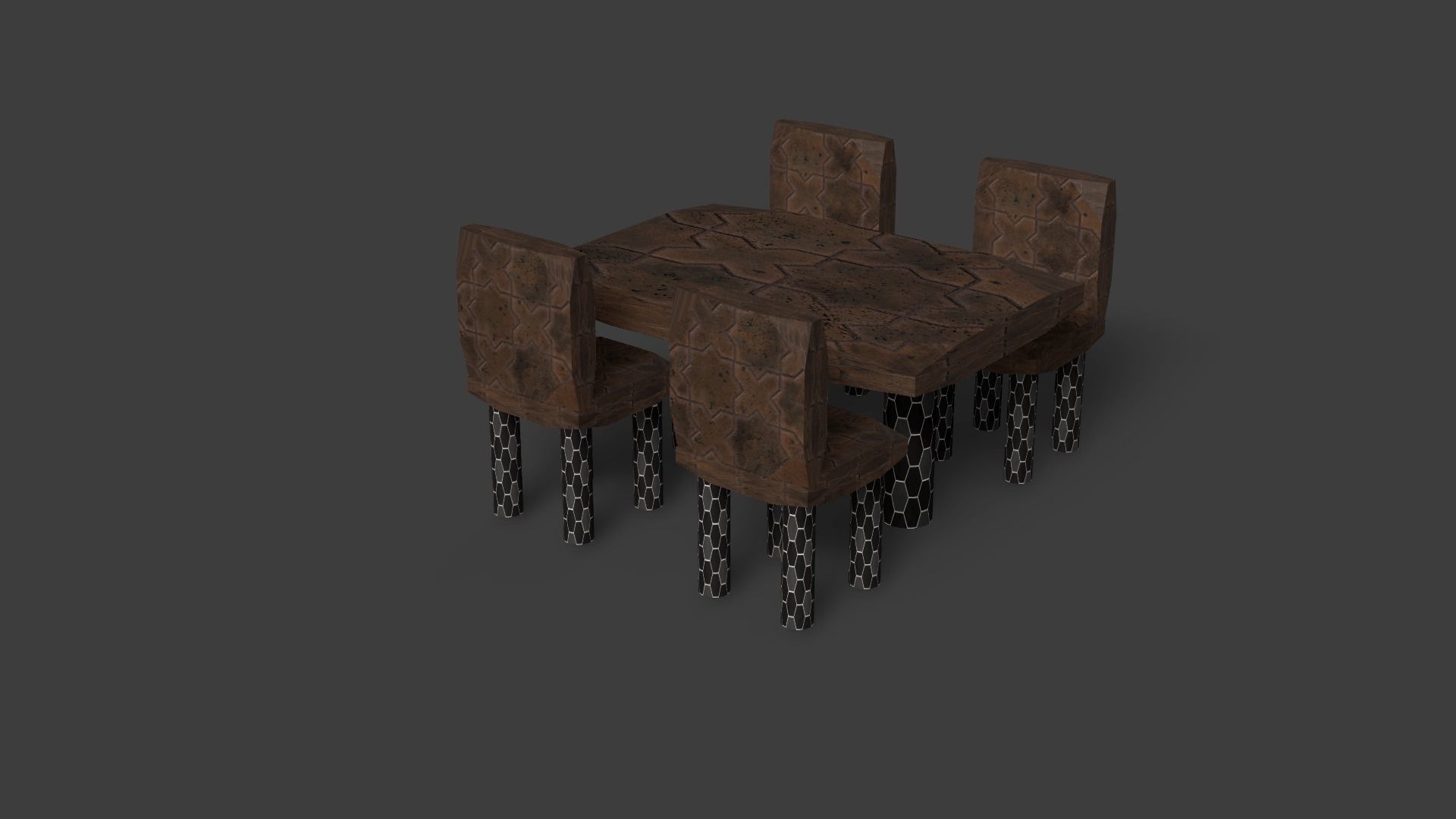 New Style Chair And Table Low-poly 3D model_15
