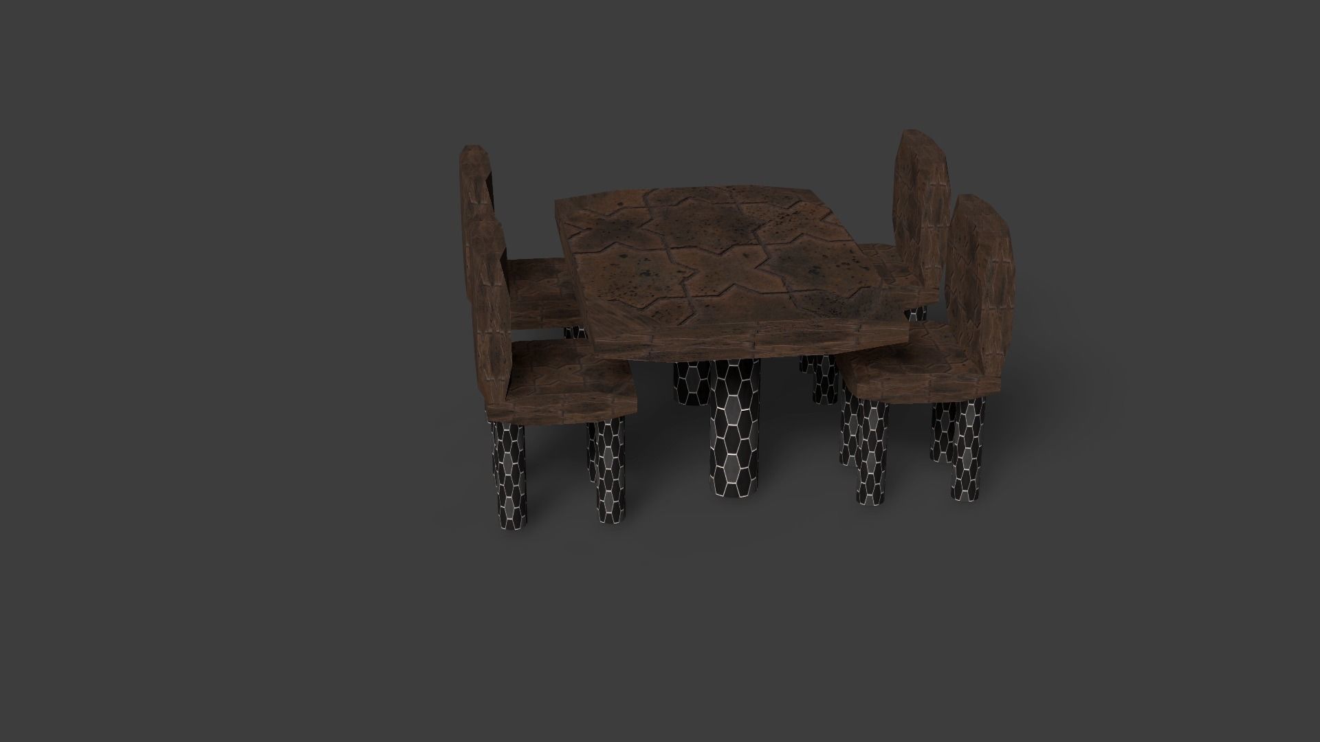 New Style Chair And Table Low-poly 3D model_2