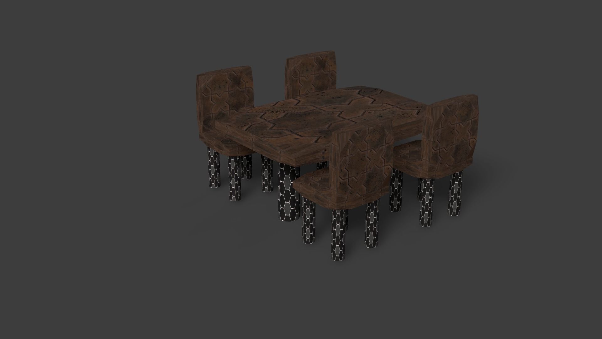 New Style Chair And Table Low-poly 3D model_10