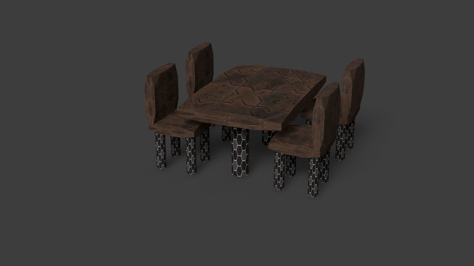 New Style Chair And Table Low-poly 3D model_3