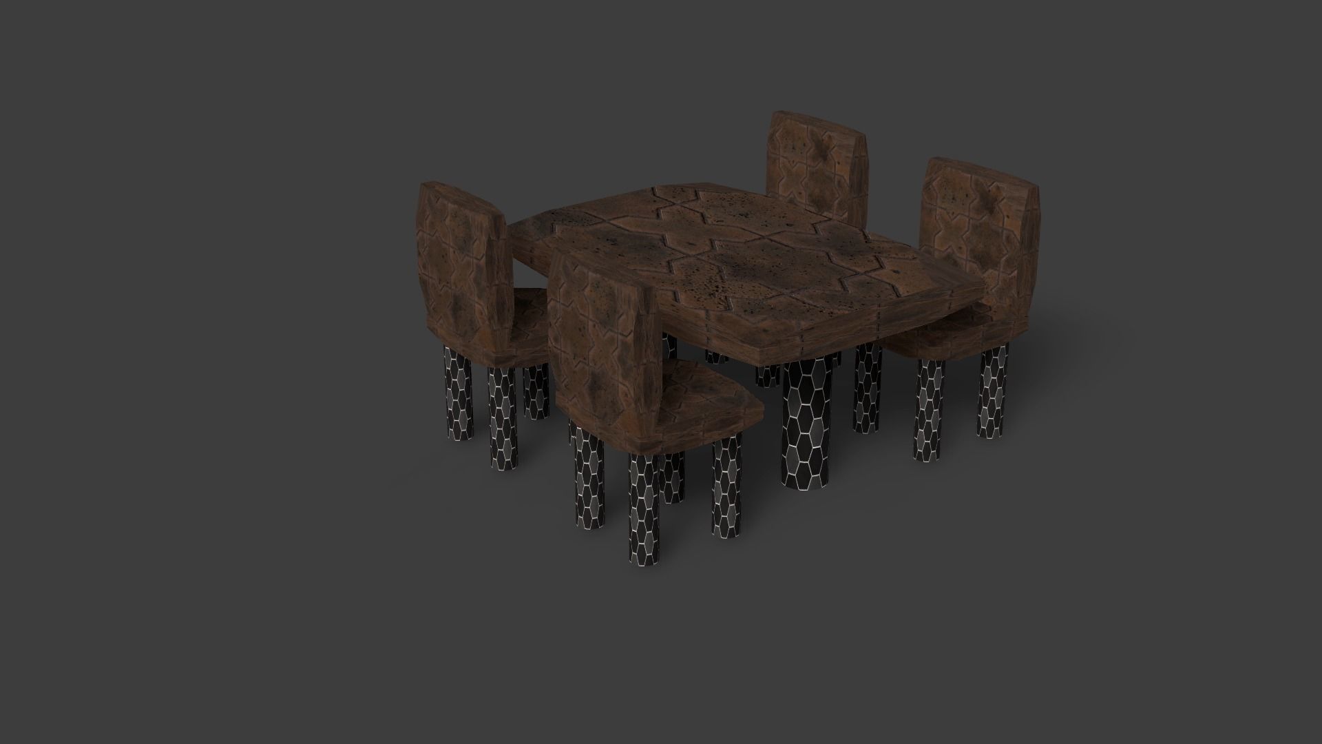 New Style Chair And Table Low-poly 3D model_16