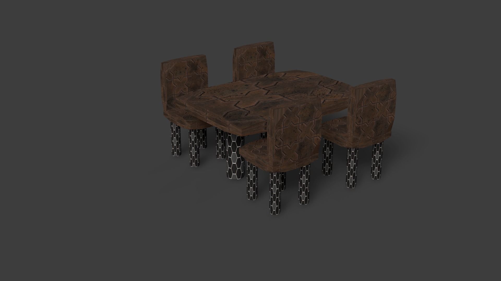 New Style Chair And Table Low-poly 3D model_17