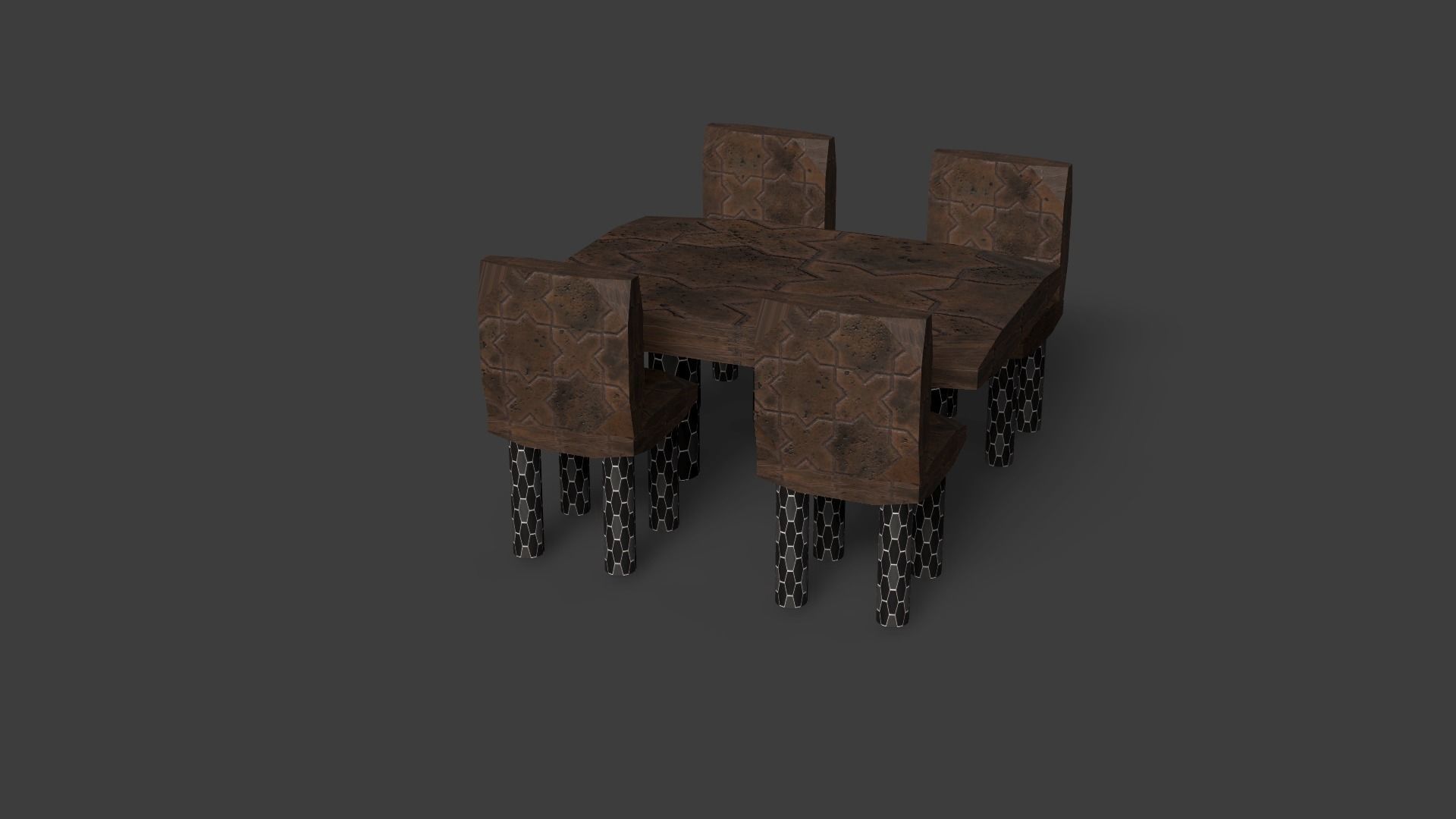 New Style Chair And Table Low-poly 3D model_6