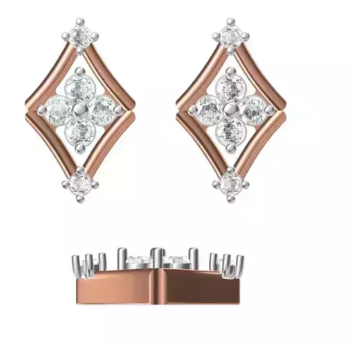 Women Diamond Earrings STL FBX JCD Details 3D print model