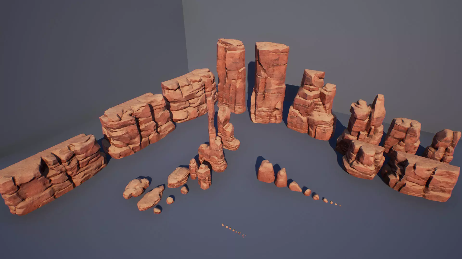 Cliff Rock Stone Set Low-poly 3D model_0