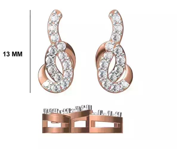 Women Diamond Earrings STL FBX JCD Details 3D print model