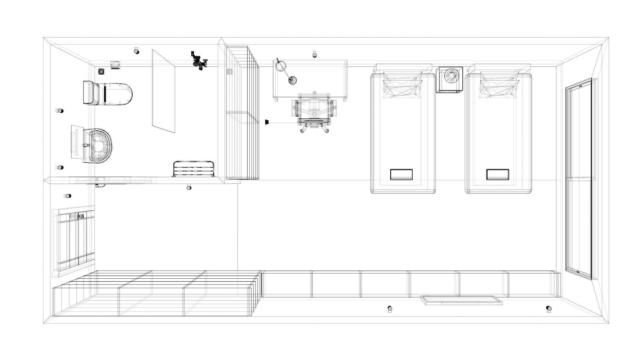 Simple bedroom plan - 2 3D model_5