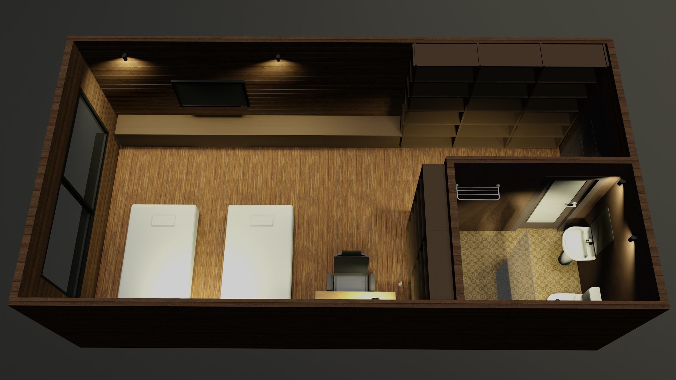 Simple bedroom plan - 2 3D model_2