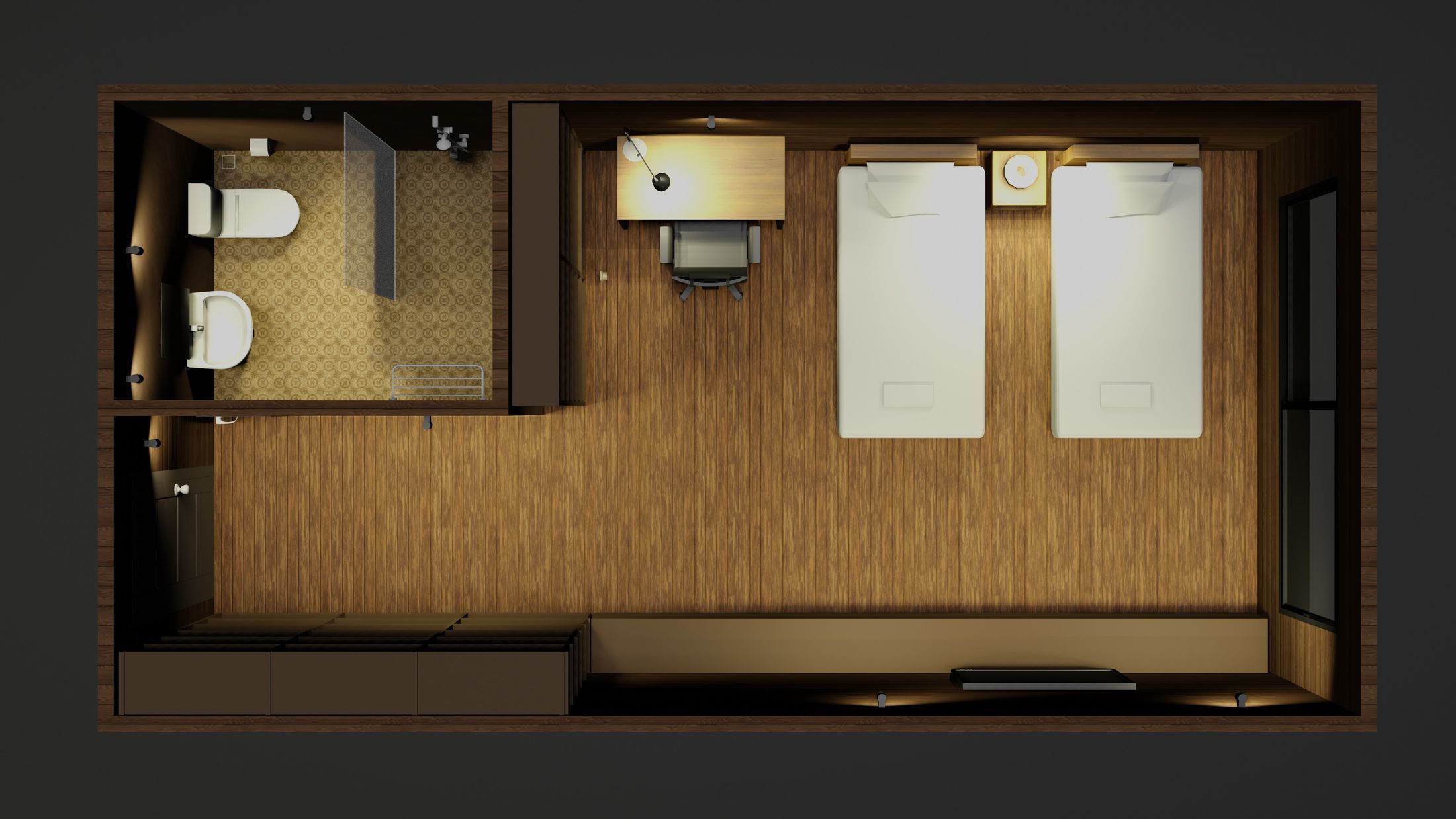 Simple bedroom plan - 2 3D model_1