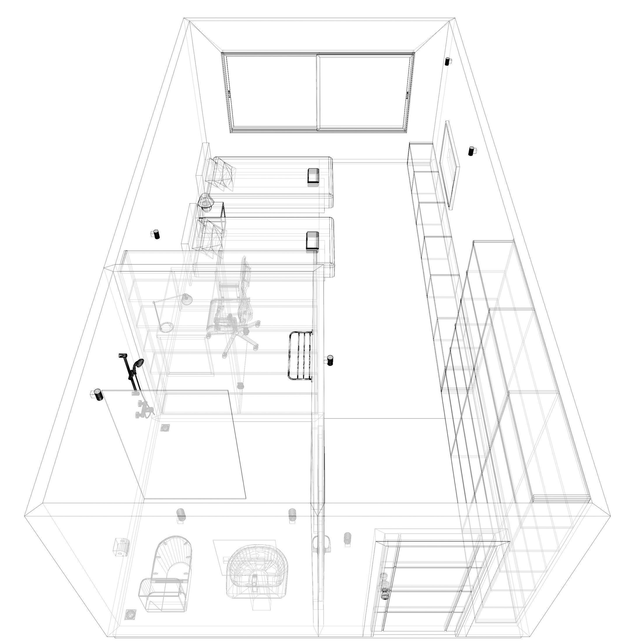 Simple bedroom plan - 2 3D model_8