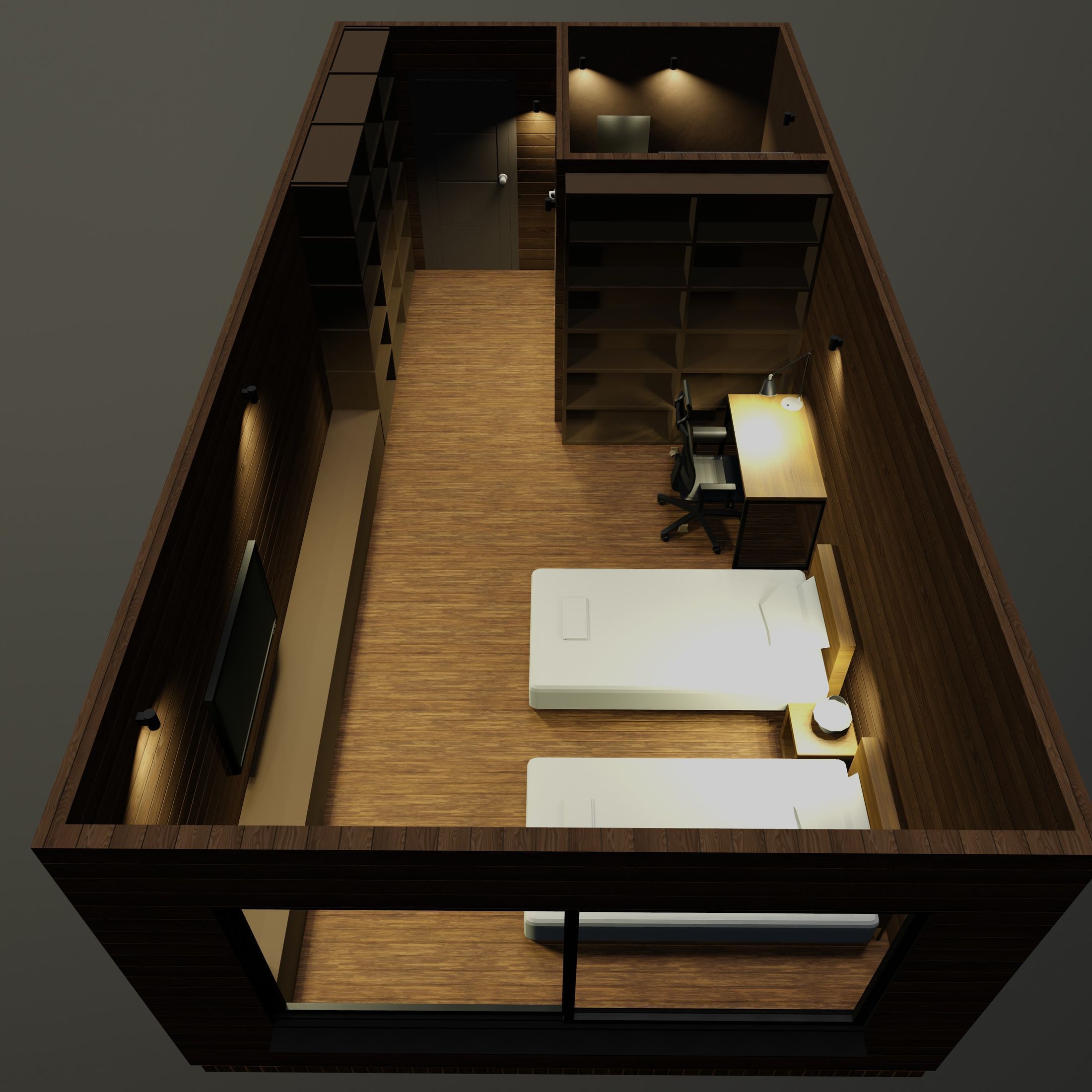 Simple bedroom plan - 2 3D model_4