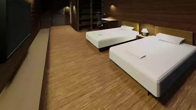 Simple bedroom plan - 2 3D model
